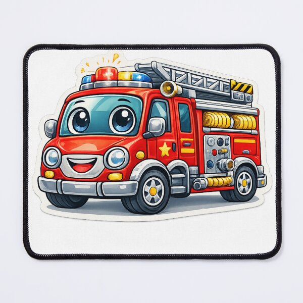 Item preview, Cute Cartoon Fire Truck Sticker | Funny Firefighter Vehicle designed and sold by vibingshopau.