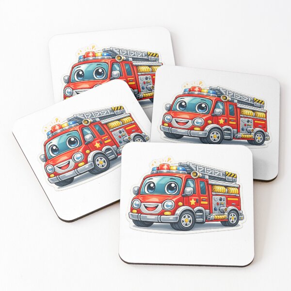 Item preview, Cute Cartoon Fire Truck Sticker | Funny Firefighter Vehicle designed and sold by vibingshopau.
