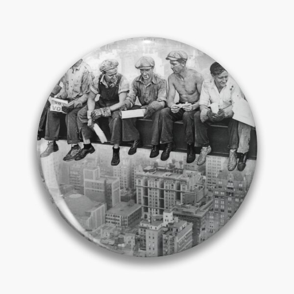 Item preview, Vintage lunch atop a skyscraper iron workers New York City 1932 black and white photograph poster print designed and sold by Astrid Arkhangelsky.