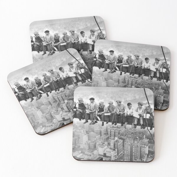Item preview, Vintage lunch atop a skyscraper iron workers New York City 1932 black and white photograph poster print designed and sold by Astrid Arkhangelsky.