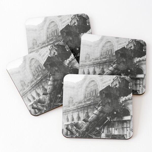 Item preview, Vintage 1895 Montparnasse steam engine train derailment, Paris, France black and white photograph poster print designed and sold by Astrid Arkhangelsky.