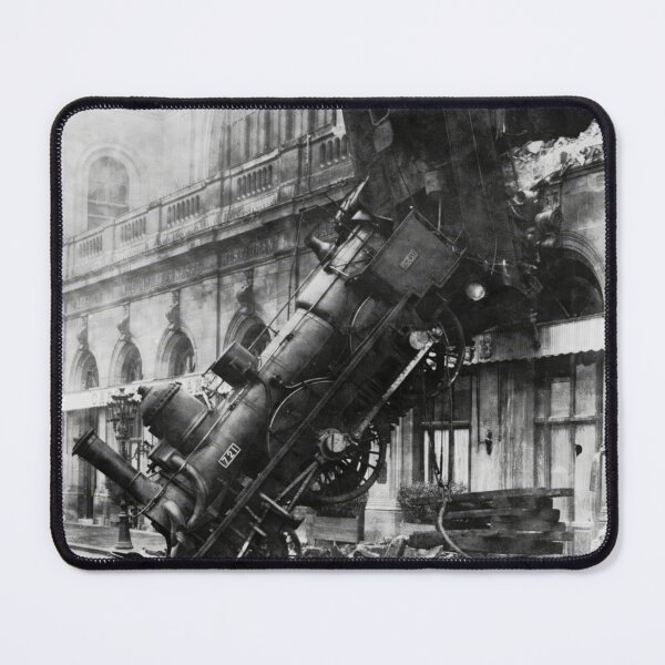 Item preview, Vintage 1895 Montparnasse steam engine train derailment, Paris, France black and white photograph poster print designed and sold by Astrid Arkhangelsky.