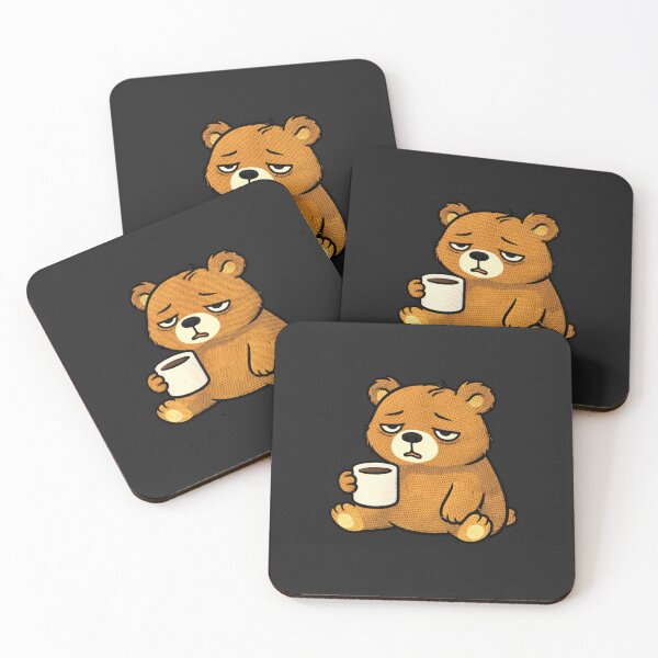 Item preview, Monday Mood Bear – Cute Tired Bear With Coffee Mug Funny Meme Embroidered Patch Style designed and sold by ColorSplash123.