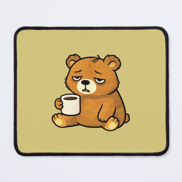 Item preview, Monday Mood Bear – Cute Tired Bear With Coffee Mug Funny Meme Embroidered Patch Style designed and sold by ColorSplash123.