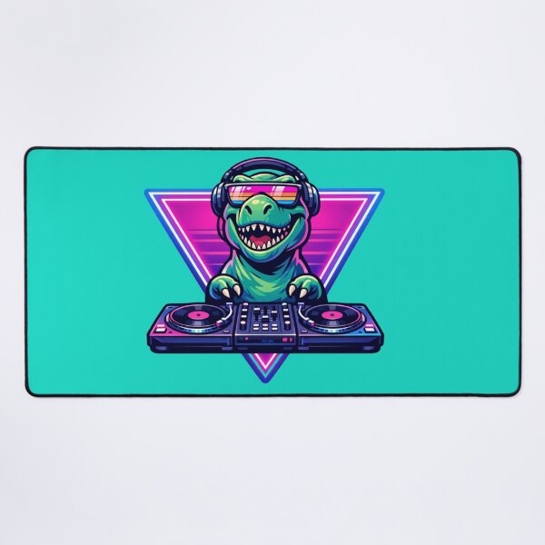 Item preview, Synthwave DJ T-Rex Neon Triangle designed and sold by crazygoose30.