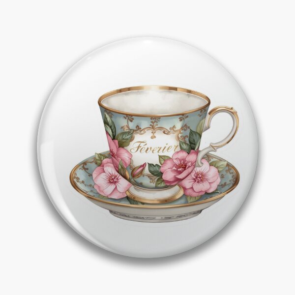 Item preview, French February Teacup Floral Sticker designed and sold by MaisonMaria.