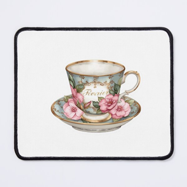 Item preview, French February Teacup Floral Sticker designed and sold by MaisonMaria.