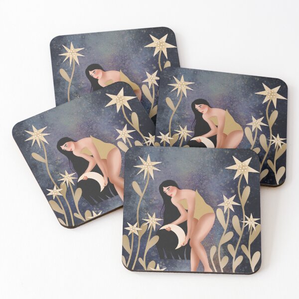 Item preview, Young woman holding her long black hair, self-care and body positivity concept, minimalist flat illustration. Woman on a space background designed and sold by Grin Katalina Floral Patterns & Cozy Art.