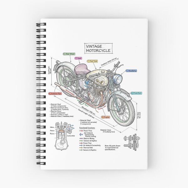 Item preview, Vintage Motorcycle - Technical Drawing designed and sold by Rhu Creations.
