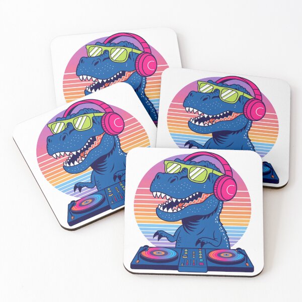 Item preview, Retro DJ T Rex Sunset Vibes designed and sold by crazygoose30.