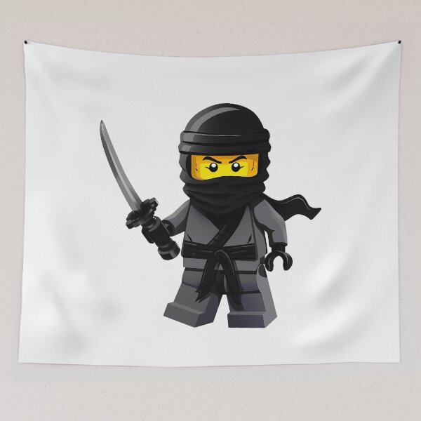 Item preview, Lego Ninja Warrior Black Minifig - Cute Blocky Sword Fighter Art Print designed and sold by DesignArtist.ia.
