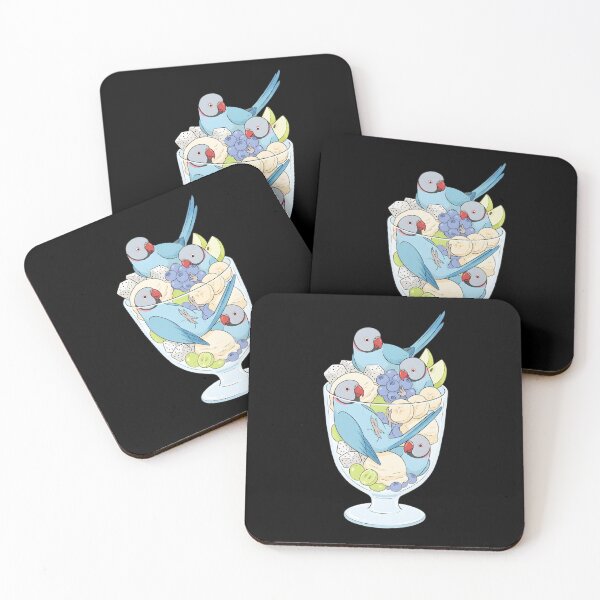 Item preview, Funny Blue Ringneck Parakeet Parrots in Ice Cream Dessert designed and sold by DoodleTortle.