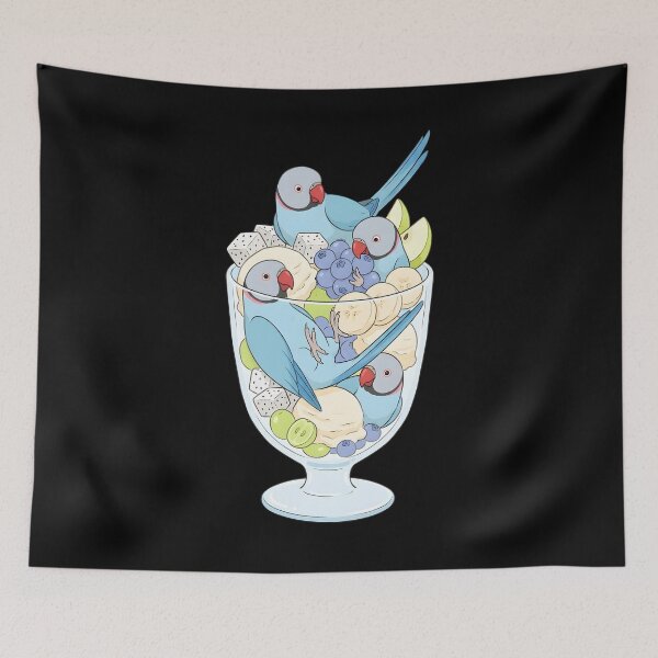 Item preview, Funny Blue Ringneck Parakeet Parrots in Ice Cream Dessert designed and sold by DoodleTortle.