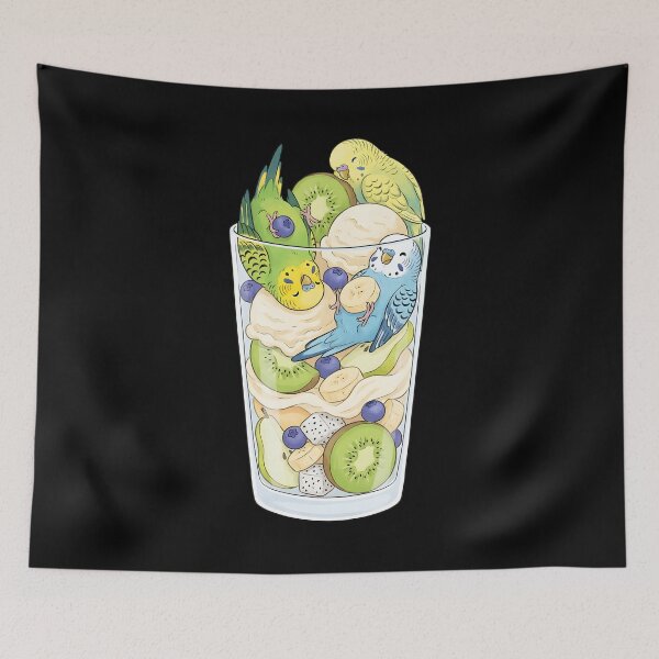 Item preview, Funny Budgerigar Parrots in Ice Cream Dessert designed and sold by DoodleTortle.