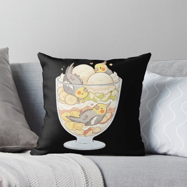 Aperçu de l'œuvre Perruches calopsittes amusantes dans un dessert glacé créée et vendue par DoodleTortle.