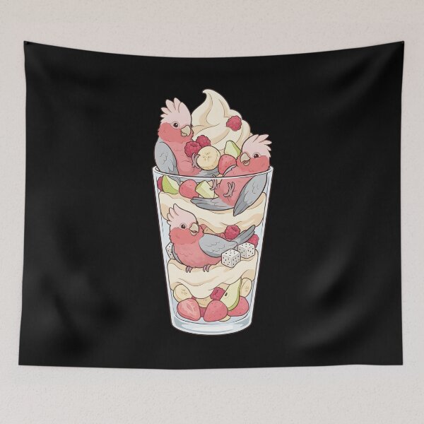 Item preview, Funny Cockatoo Galah Parrots in Ice Cream Dessert designed and sold by DoodleTortle.