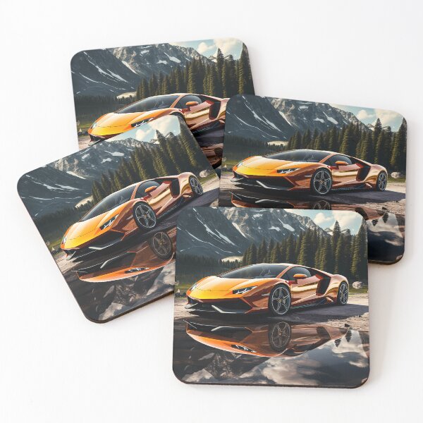 Item preview, Vibrant Orange Sports Car Reflecting In A Clear Mountain Lake designed and sold by RevUpDesign.