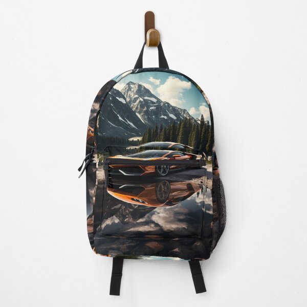 Item preview, Vibrant Orange Sports Car Reflecting In A Clear Mountain Lake designed and sold by RevUpDesign.