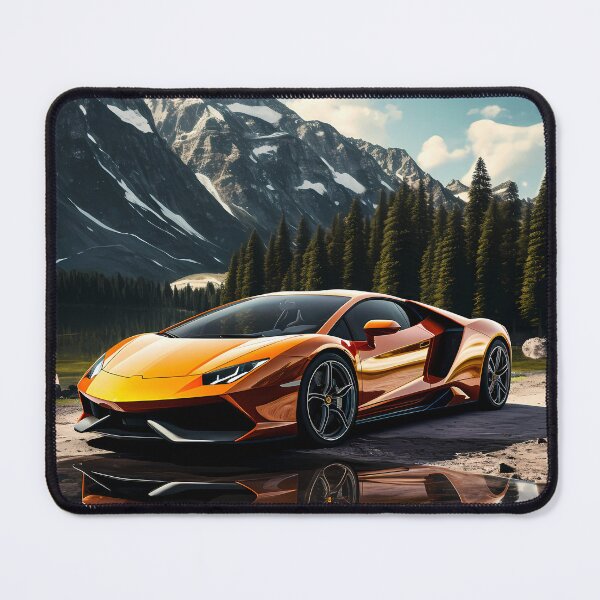 Item preview, Vibrant Orange Sports Car Reflecting In A Clear Mountain Lake designed and sold by RevUpDesign.
