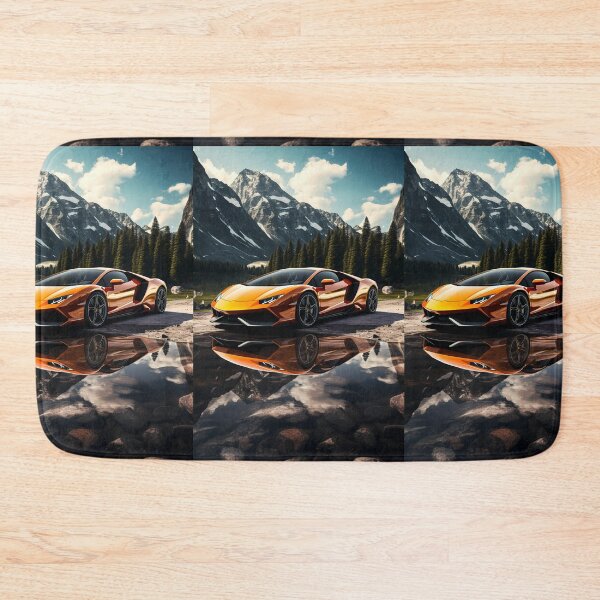 Item preview, Vibrant Orange Sports Car Reflecting In A Clear Mountain Lake designed and sold by RevUpDesign.