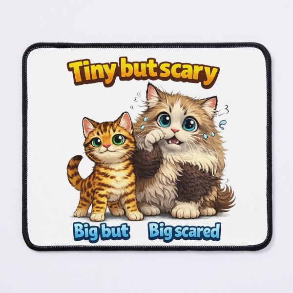 Item preview, Tiny but Scary Big but Scared Funny Cat Cartoon designed and sold by HAEUNINE.