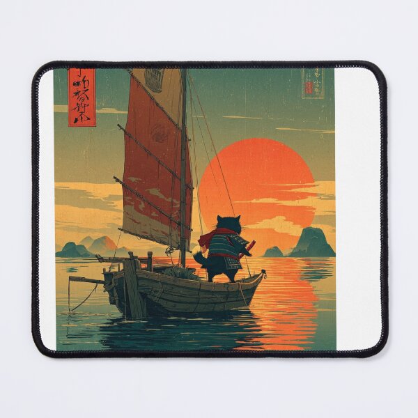 Item preview, samurai cat designed and sold by De Aqui y de Alla Studio.