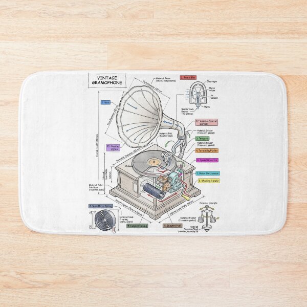 Item preview, Vintage Music Gramophone - Technical Drawing designed and sold by Rhu Creations.