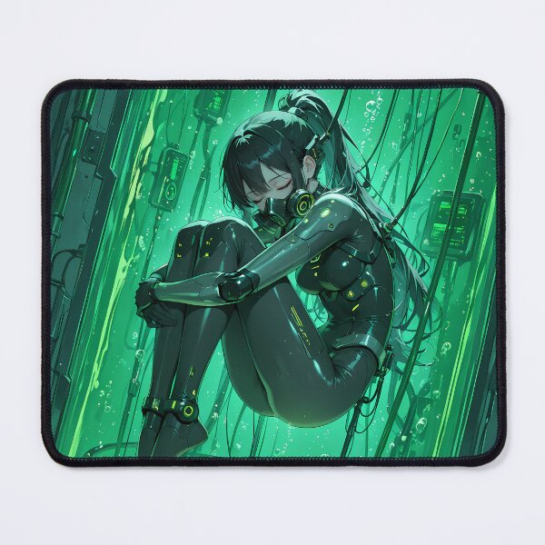 Item preview, RIFT Android Waifu Floating Inside Neon Green Capsule designed and sold by BorgSpareParts.