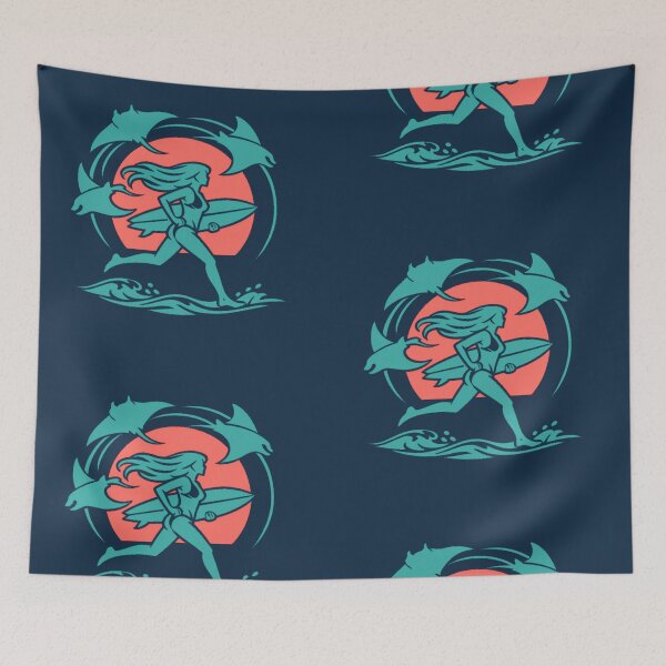 Item preview, Surf Girl With Manta Rays – Japanese Ocean Streetwear Design designed and sold by JonelCrafts.