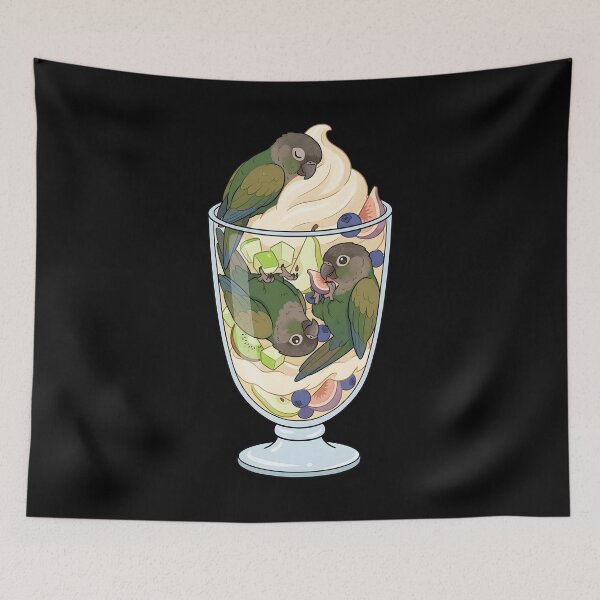 Item preview, Funny Dusky Conure Parrots in Ice Cream Dessert designed and sold by DoodleTortle.