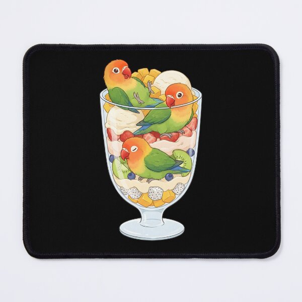 Item preview, Funny Fischer's Lovebird Parrots in Ice Cream Dessert designed and sold by DoodleTortle.