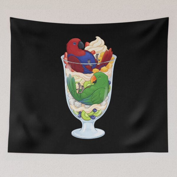 Item preview, Funny Eclectus Parrots in Ice Cream Dessert designed and sold by DoodleTortle.