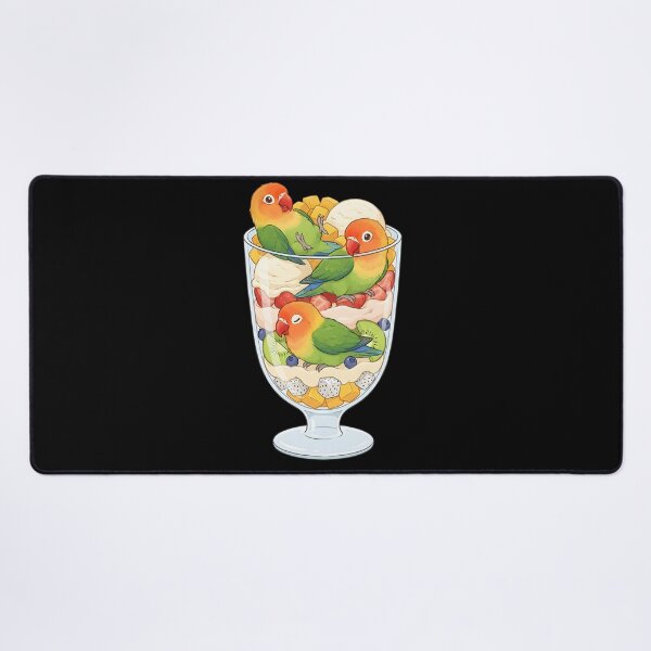 Item preview, Funny Fischer's Lovebird Parrots in Ice Cream Dessert designed and sold by DoodleTortle.