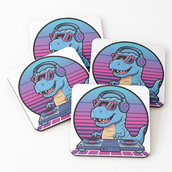 Item preview, Cool Retro DJ Blue T Rex Synthwave Sunset designed and sold by crazygoose30.