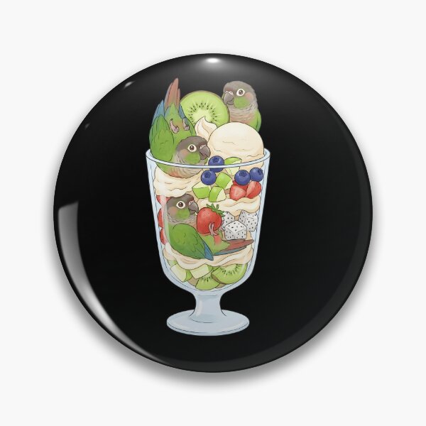 Item preview, Funny Green Cheek Conure Parrots in Ice Cream Dessert designed and sold by DoodleTortle.