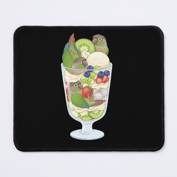 Item preview, Funny Green Cheek Conure Parrots in Ice Cream Dessert designed and sold by DoodleTortle.