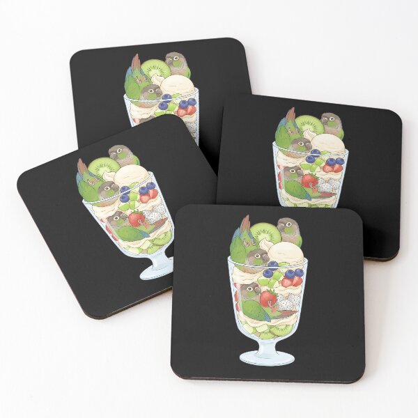 Item preview, Funny Green Cheek Conure Parrots in Ice Cream Dessert designed and sold by DoodleTortle.