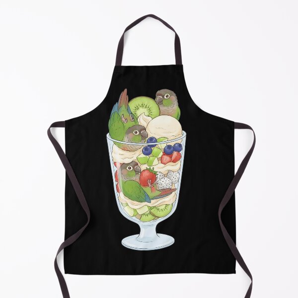 Item preview, Funny Green Cheek Conure Parrots in Ice Cream Dessert designed and sold by DoodleTortle.