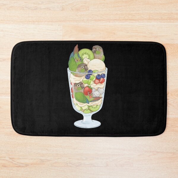 Item preview, Funny Green Cheek Conure Parrots in Ice Cream Dessert designed and sold by DoodleTortle.
