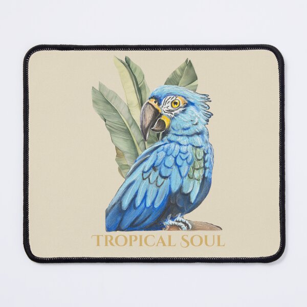 Item preview, Blue Macaw with Tropical Leaves - Tropical Soul Parrot Design designed and sold by SGBerryart.