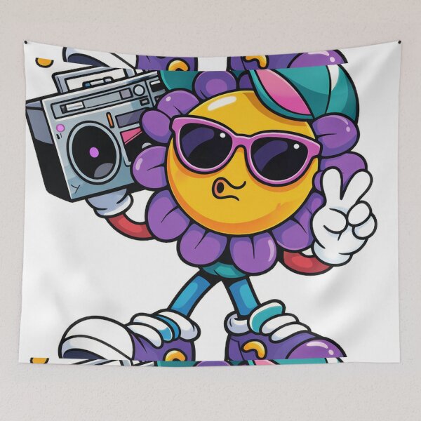 Item preview, Retro Music Flower Mascot Cartoon Character Aesthetic Design designed and sold by Sadia  Jannat.