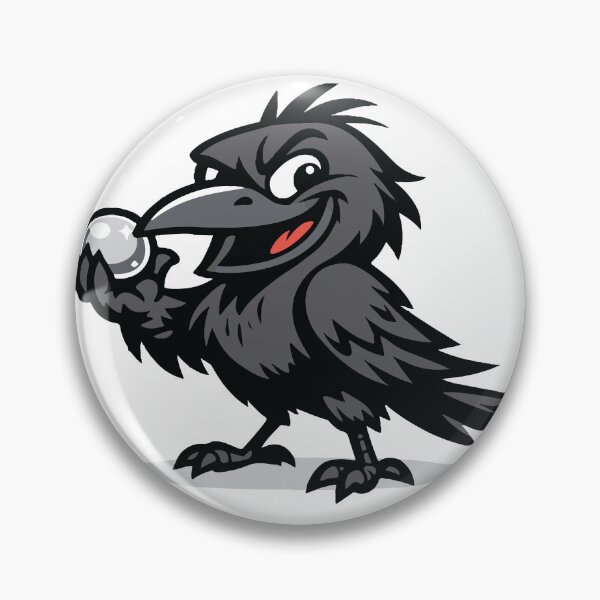 Item preview, A mischievous crow proudly showing its shiny discovery. The character reflects the clever and curious behavior of crows in a playful cartoon style. designed and sold by Dejbar.