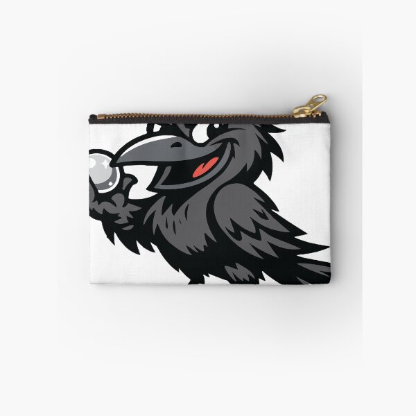 Item preview, A mischievous crow proudly showing its shiny discovery. The character reflects the clever and curious behavior of crows in a playful cartoon style. designed and sold by Dejbar.