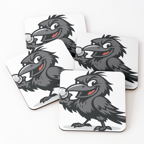 Item preview, A mischievous crow proudly showing its shiny discovery. The character reflects the clever and curious behavior of crows in a playful cartoon style. designed and sold by Dejbar.