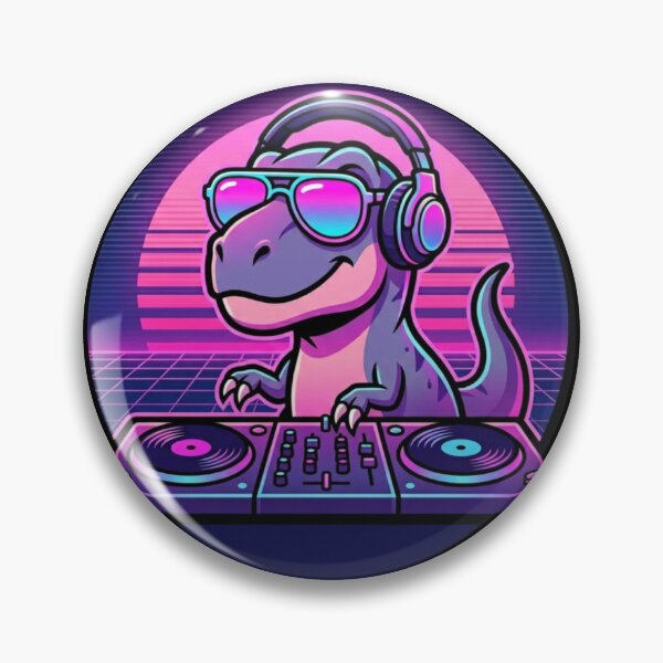 Item preview, Сool Retro DJ T Rex with sunglasses Synthwave Sunset designed and sold by crazygoose30.