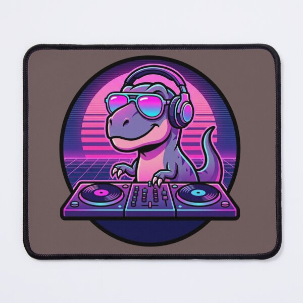 Item preview, Сool Retro DJ T Rex with sunglasses Synthwave Sunset designed and sold by crazygoose30.