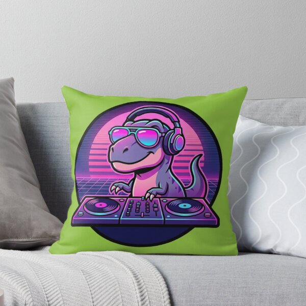 Item preview, Сool Retro DJ T Rex with sunglasses Synthwave Sunset designed and sold by crazygoose30.