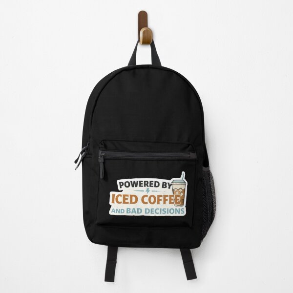 Item preview, Powered By Iced Coffee And Bad Decisions Funny Coffee Lover Cartoon Iced Coffee T-Shirt Sticker designed and sold by VibeOffline Studio.