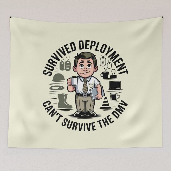 Item preview, Shut Up Carl Veteran Humor - Survived Deployment Can't Survive DMV designed and sold by GeoWhimsy Studio.