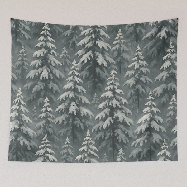 Item preview, Snow Covered Evergreen Trees Winter Pattern designed and sold by PandaTShirtShop.